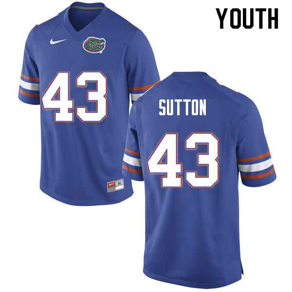 Youth #43 Nicolas Sutton Florida Gators College Football Jerseys Sale-Blue